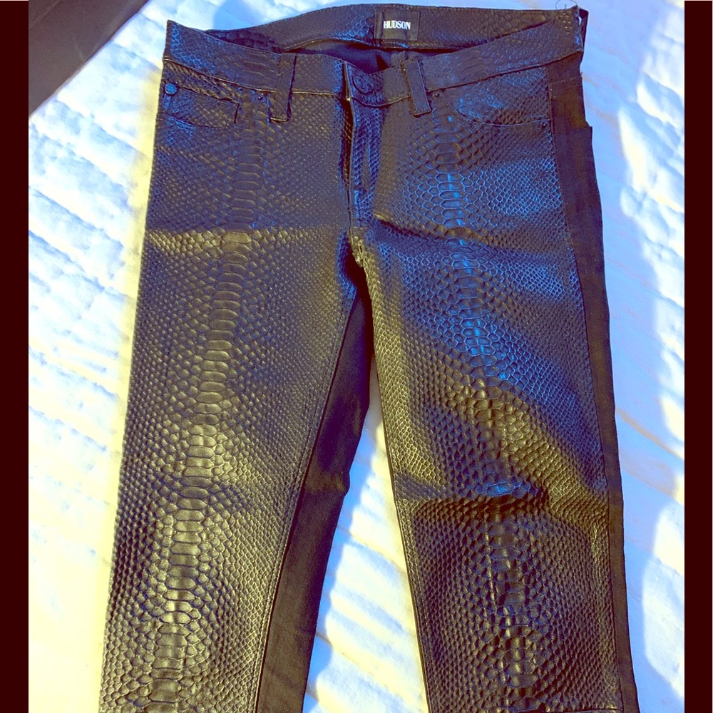 HUDSON Leather Snakeskin Pants